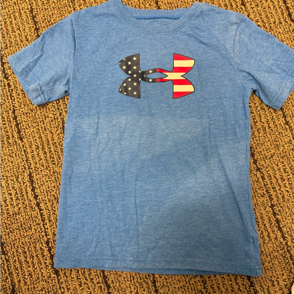 Under Armour Kids Blue T-Shirt with Flag Graphic